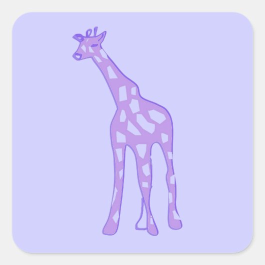 paarse giraffe vierkante sticker (Voorkant)