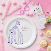 paarse giraffen - baby shower papieren bordje (Feest)