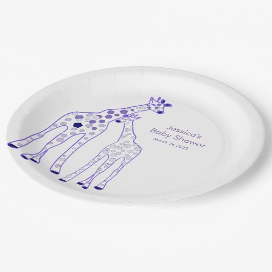 paarse giraffen - baby shower papieren bordje (Gekanteld)