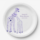 paarse giraffen - baby shower papieren bordje (Voorkant)