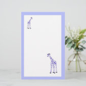paarse giraffen briefpapier (Staand voorkant)