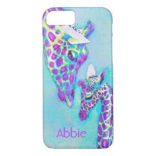 paarse giraffes-moma en baby 	iPhone 8/7 hoesje