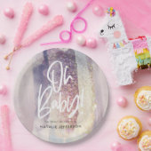 Paarse girale baby shower papieren bordje (Feest)