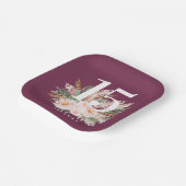 Paarse girale waterverf florelegant verjaardag papieren bordje (Gebogen)