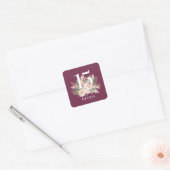 Paarse girale waterverf florelegant verjaardag vierkante sticker (Envelop)