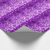 Paarse Girly Damask en Glitter Christmas Cadeaupapier (Hoek)