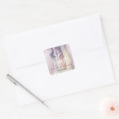 Paarse girly giltter baby shower deel vierkante sticker (Envelop)