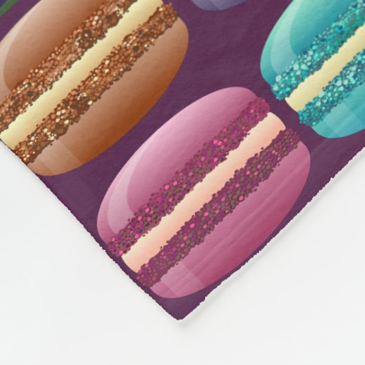 Paarse Girly Glitter Macaron Cookies Fleece Deken (Hoek)