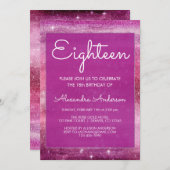 Paarse Girly Glitter Sparkle 18e verjaardag Kaart (Voorkant / Achterkant)