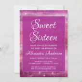 Paarse Girly Glitter Sparkle Sweet 16 Verjaardag Kaart (Voorkant)