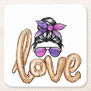 Paarse Girly Sunbril Valentijnsdag Love Kartonnen Onderzetters