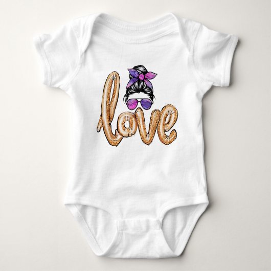 Paarse Girly Sunbril Valentijnsdag Love Romper (Voorkant)