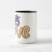 Paarse Girly Sunbril Valentijnsdag Love Tweekleurige Koffiemok (Center)