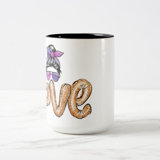 Paarse Girly Sunbril Valentijnsdag Love Tweekleurige Koffiemok (Center)