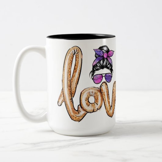 Paarse Girly Sunbril Valentijnsdag Love Tweekleurige Koffiemok (Links)