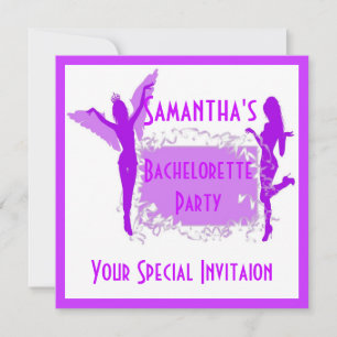 Paarse girly vrijgezellenfeest kaart