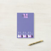 Paarse gitaarroze monogram voor akoestische elektr post-it® notes (Op bureau)