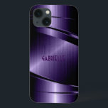 Paarse gladde metalen aluminium blikjes Case-Mate iPhone case<br><div class="desc">Glanzend paars metallisch geborsteld aluminium. Aangepast en optioneel monogram. Koel mannelijk ontwerp. Beschikbaar op andere producten</div>