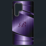 Paarse gladde metalen aluminium blikjes samsung galaxy hoesje<br><div class="desc">Glanzend paars metallisch geborsteld aluminium. Aangepast en optioneel monogram. Koel mannelijk ontwerp. Beschikbaar op andere producten. Metaalachtig uitziend afbeelding en niet echt metaal tot metallische afwerking.</div>
