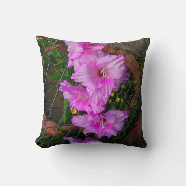 Paarse Gladiolus Bloem Kussen (Voorkant)