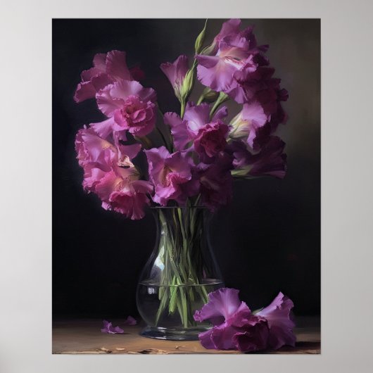 Paarse Gladiolus Flowers Art Print Poster (Voorkant)