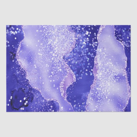Paarse Glam Agate Glitter Schitterend Ontwerp Tissuepapier (Voorkant)