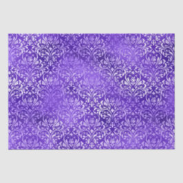Paarse Glam Damast Elegant Bloemendesign Tissuepapier