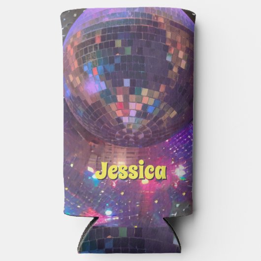 Paarse Glam Disco Party Mirror Ball Bachelorette Seltzer Blikjeskoeler (Voorkant)