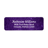 Paarse Glam Faux Glitter Retouradres Etiket (Voorkant)