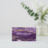 Paarse Glam Glitter Agate Mode Stylist Modern Visitekaartje (Staand voorkant)