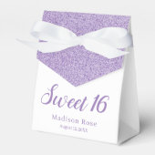 Paarse Glam glitter elegant chic Sweet 16 Bedankdoosjes (Voorkant Zijde)