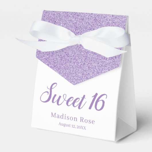 Paarse Glam glitter elegant chic Sweet 16 Bedankdoosjes (Voorkant Zijde)