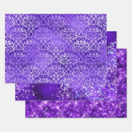 Paarse Glam Glitter Glans Patronen Inpakpapier Vel