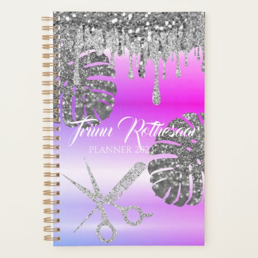Paarse Glam Glitter Hair Salon Planner (Voorkant)