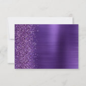Paarse Glam Glitter Script Trouw RSVP Kaart (Achterkant)