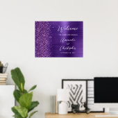 Paarse Glam Glitter Script Trouw Welkom Poster (Thuiskantoor)