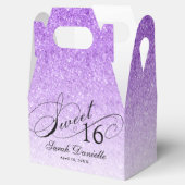 Paarse Glam Glitter Sweet 16 Custom Party Bedankdoosjes (Geopend)