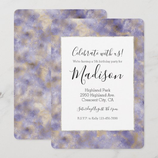 Paarse Glam Gold Abstract Kaart (Voorkant / Achterkant)