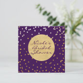 Paarse Glam & Goud Glanzende Confetti Stippen Mode Kaart (Staand voorkant)