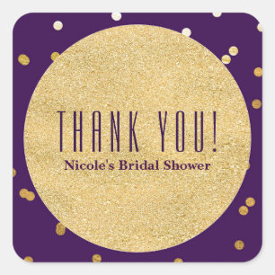 Paarse Glam & Goud Glanzende Confetti Stippen Part Vierkante Sticker