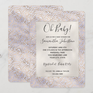 Paarse Glam Gouden Luipaardprint Watercolor Meisje Kaart