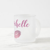 Paarse glam Lips Matglas Koffiemok (Voorkant rechts)