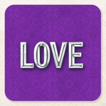 Paarse Glam LOVE Onderzetter Set