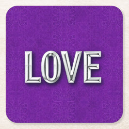 Paarse Glam LOVE Onderzetter Set