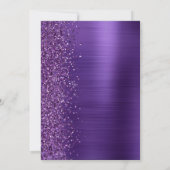 Paarse Glam Metallic Moderne Script Trouwfeest Kaart (Achterkant)