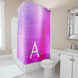 Paarse Glam Metallic Monogram Douchegordijn