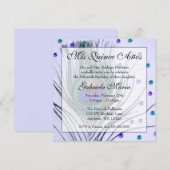 Paarse Glam Peacock Feather Quinceanera Birthday Kaart (Voorkant / Achterkant)