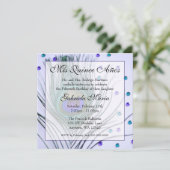 Paarse Glam Peacock Feather Quinceanera Birthday Kaart (Staand voorkant)