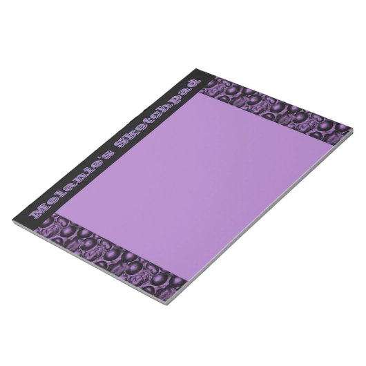 Paarse Glam Pebble Sketch Pad Notitieblok (Schuin)