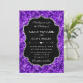 Paarse Glam Sprankelende Glitter Elegante Trouwdag Kaart (Staand voorkant)